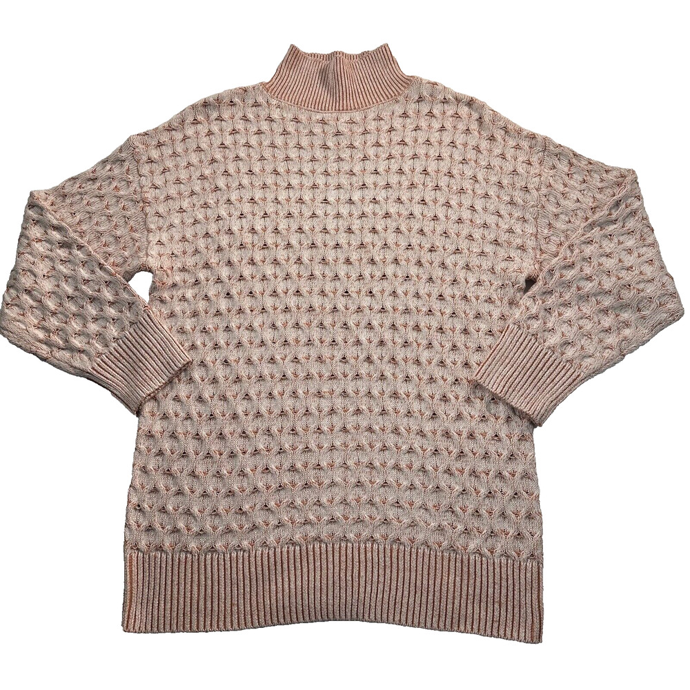 Knox Rose Sweater Women's Size Small Mock Neck Cream/Orange Knit Pullover Top